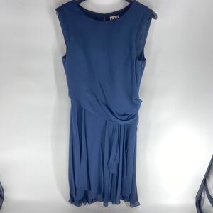 Haute Hippie Blue ruched top pleated skirt high neck sleeveless dress Womens 2
